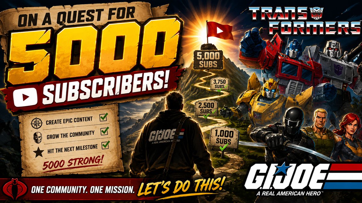 TheSwishPop's tweet photo. Getting close to our 5000 Subscribers goal on YouTube! 
Link: https://t.co/1DIFF8XAyg
#gijoe #transformers #hasbro #actionfigures #toys https://t.co/mKEzXjpcK3