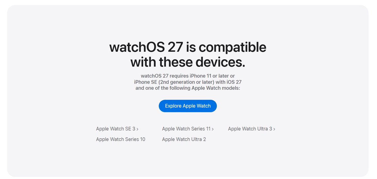 Studio384's tweet photo. What the fuck happened here. They killed of half a decade worth of Apple Watches. The oldest Apple Watch supported isn't even 2 years old. https://t.co/OyZG9VwUri