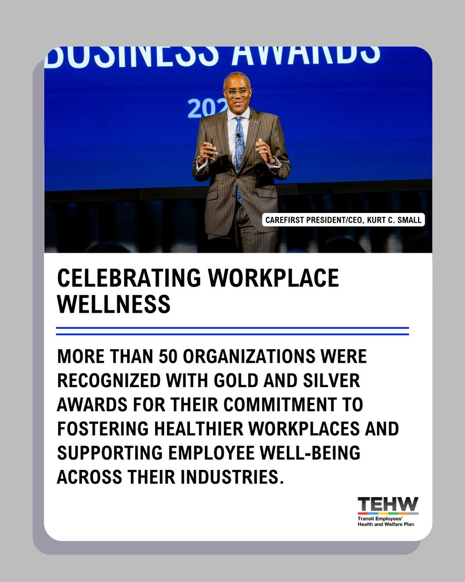 TEHWOfficial's tweet photo. Celebrating excellence in workplace wellness 🏆👇

TEHW Health and Wellness Department was honored at the 2025 Healthy Business Awards on June 4, 2026 at CareFirst Headquarters in Columbia, MD. https://t.co/NRNDmezEGW