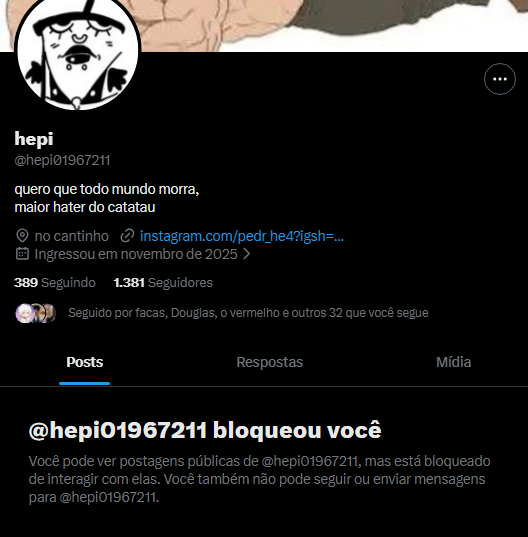EstevaoYcru's tweet photo. agora to curioso pq q esse idiota me deu block, eu nem falei com ele em nada kkkkkkkkkkkkkkkk https://t.co/uvebqi6JHn