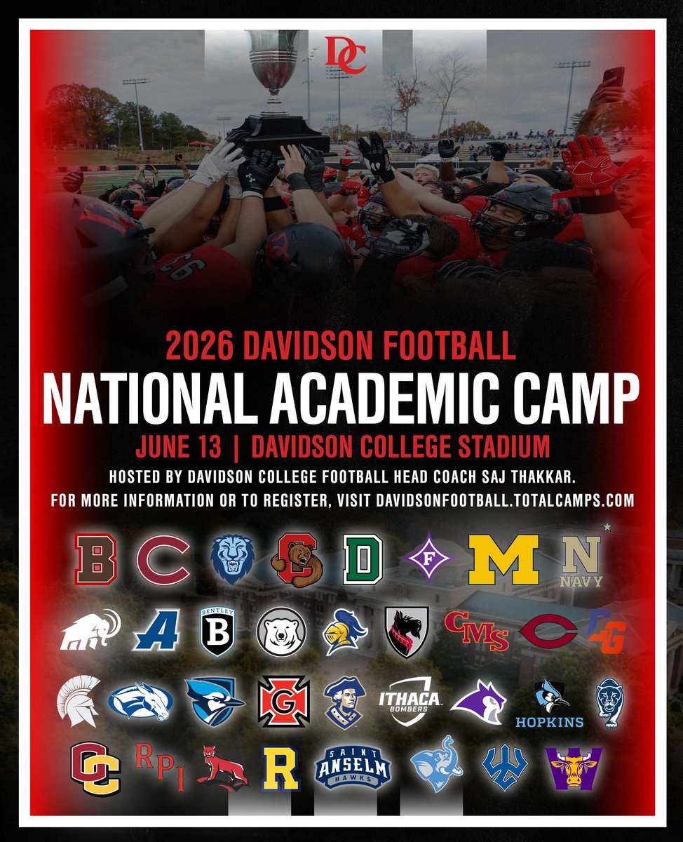 Coach_Thakkar's tweet photo. Camp week and spots are filling up!!

35+ of the best schools will be with us this Saturday in Davidson, NC to see the best student-athletes from across the country!

Compete, Improve, and EARN it!!

Registration will close on Wednesday! 

https://t.co/LVl1EHUYh1

#GoCats https://t.co/iFfheKoLFa