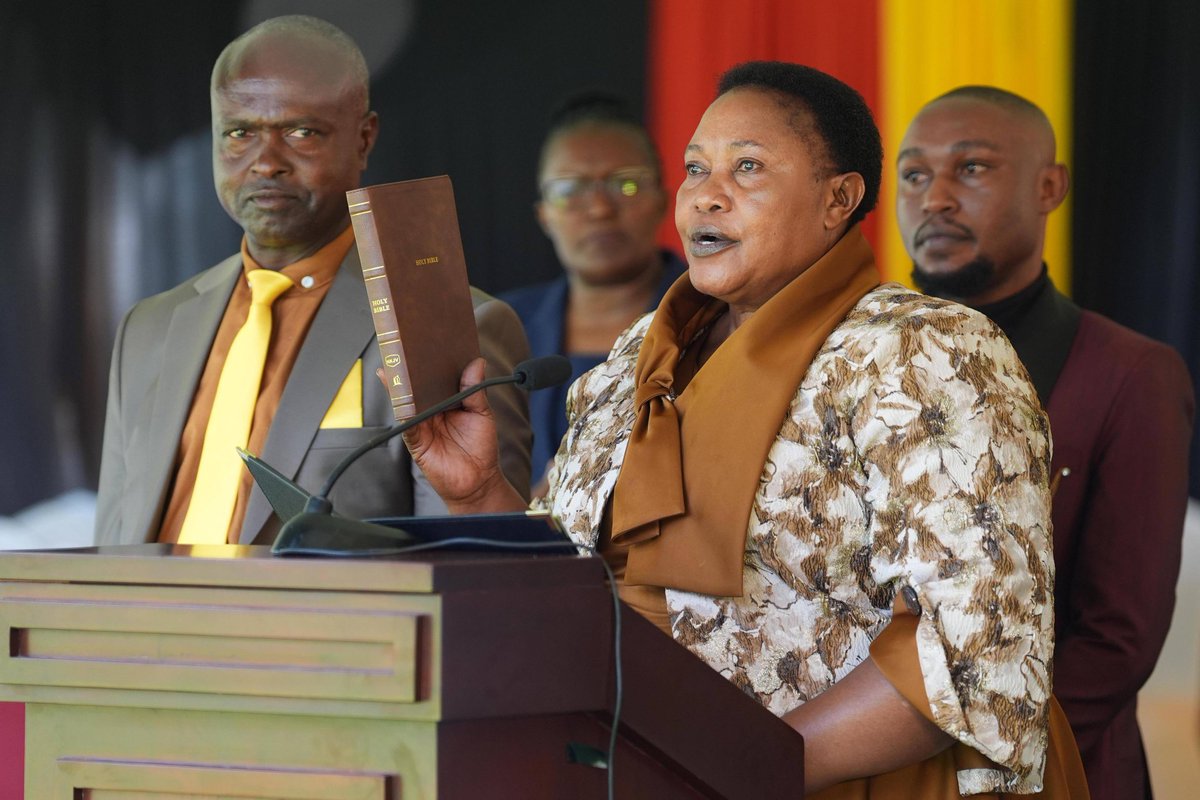millybabalanda's tweet photo. Today, I was profoundly humbled to join the colleague Ministers at State House Entebbe to take both the Oath of Allegiance and as Minister In-Charge of the Presidency in the new cabinet. 

I extend my deepest gratitude to H.E. President Yoweri Kaguta Museveni @KagutaMuseveni for the trust and confidence bestowed upon me through my appointment as Minister in-charge of the Presidency for the 2nd term in office.

Having taken Oaths today, I renew my pledge of loyalty to H.E. the President of the Republic of Uganda, to the Constitution of the Republic of Uganda, and to all Ugandans. I commit to execute my duties with diligence, discretion, and unwavering support to the leadership of our country as we drive the socio-economic transformation of our country following the NRM manifesto 2026-2031 to attain the higher middle-income status. 

I do so fully consciously understand the weight of this responsibility and the sacred duty to serve the people of Uganda equitably with integrity, loyalty, and dedication.

To the Parliament of Uganda and the Appointments Committee, thank you for your thorough vetting and approval. Your confidence strengthens my resolve to uphold the Constitution and advance the vision of a secure, prosperous, and transformed Uganda.

To my people of Budiope West Constituency, my family, mentors, colleagues, and all other Ugandans who have supported me throughout this journey – your prayers and encouragement have brought me to this moment. I pledge never to let you down.

The Office of the President is the nerve centre of government. Under the guidance of H.E. the President of the Republic of Uganda, I commit to:
1. Service above self – ensuring efficient coordination of government service delivery through NRM manifesto monitoring and implementation. 
2. Wealth creation mobilisation – supporting the President’s directive to move every household into the money economy.

3. Zero tolerance to corruption – safeguarding public resources and public trust.

I take this office as a servant, not a master. May God guide me to discharge my duties faithfully, and may He continue to bless Uganda.

For God and My Country!
