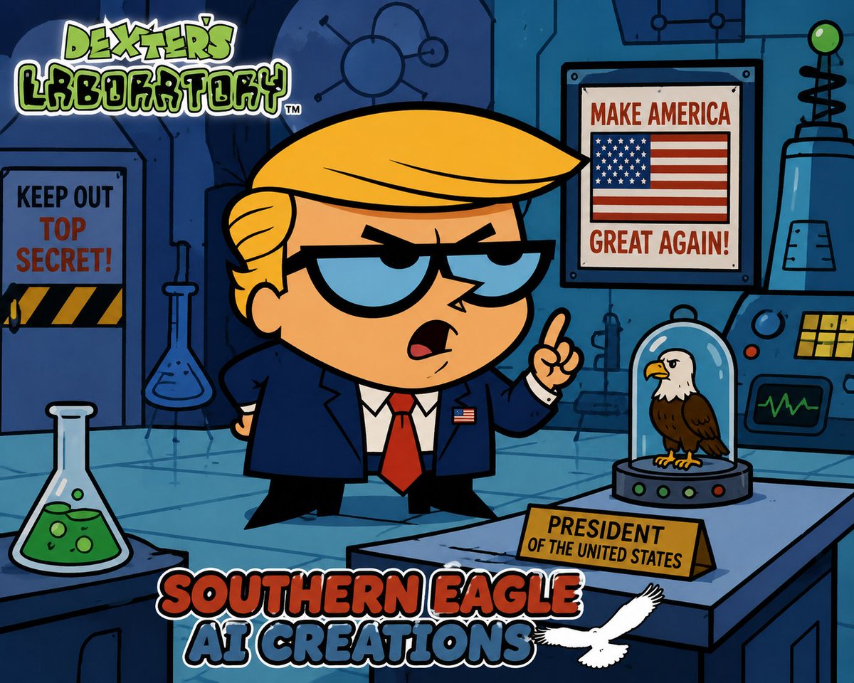 SouthernEagleAI's tweet photo. Which cartoon universe does President Trump fit into best? 🤔 https://t.co/mSMmT7ied5