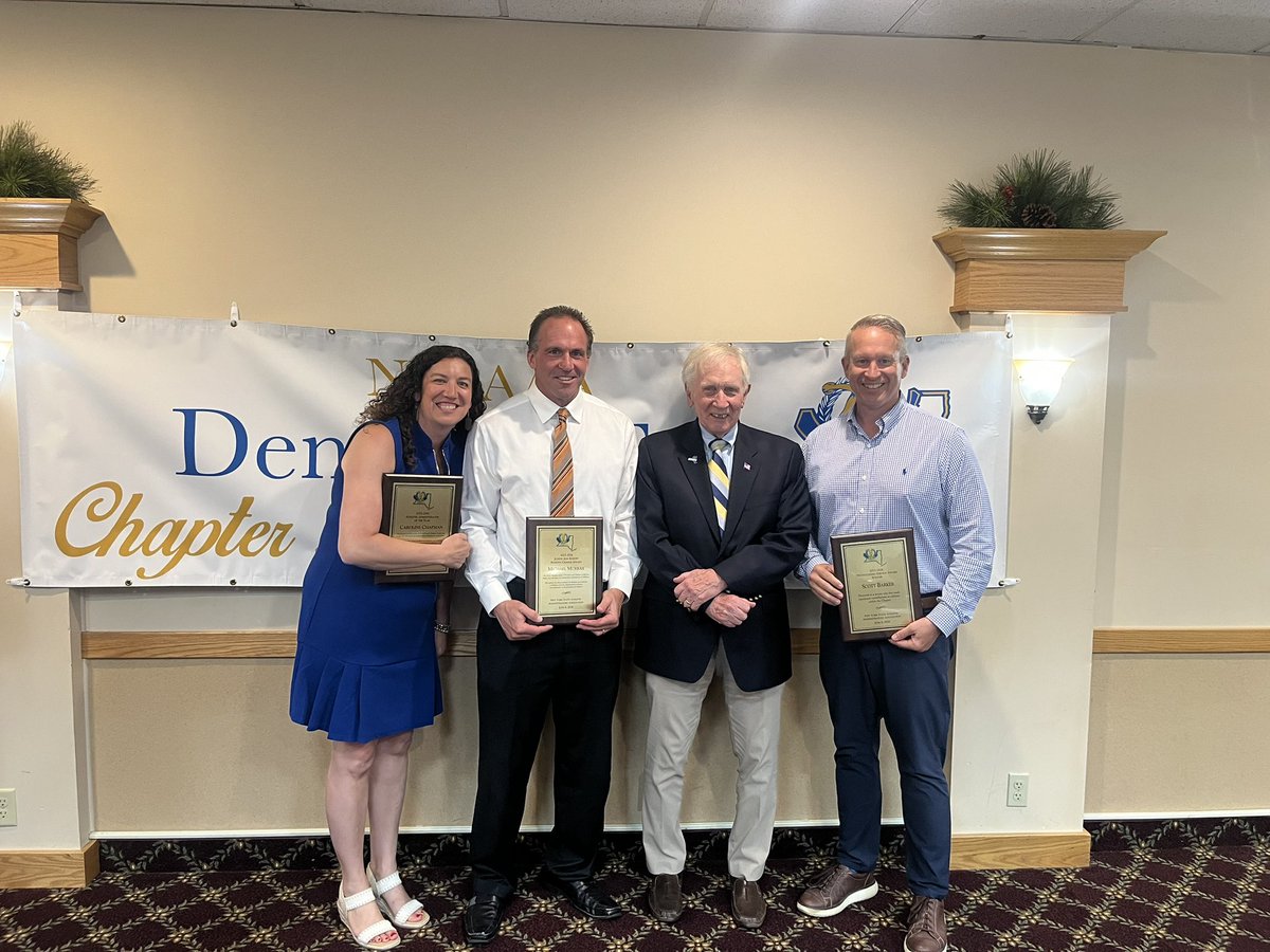 MCPSAC's tweet photo. Congratulations Scott Barker (Distinguished Service Award) Mike Murray (Judith Knight Award) and Caroline Chapman (AD of the Year Award) recognized today at the @NYSAAA6 Chapter 5 Dennis E. Fries Awards Luncheon! Also, Jeff Wheaton for 10 Years as an AD! #OneLeague https://t.co/IS7cSHEAvh