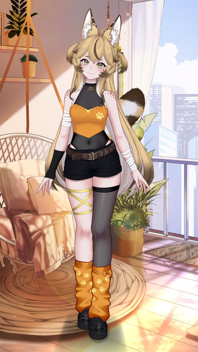 servalshuri's tweet photo. My (almost) Finished casual retexture of @2wintails customizable model 🥰 I love it so much! #2wintails #customizable #retexture #vtuber https://t.co/PNiAOWPees