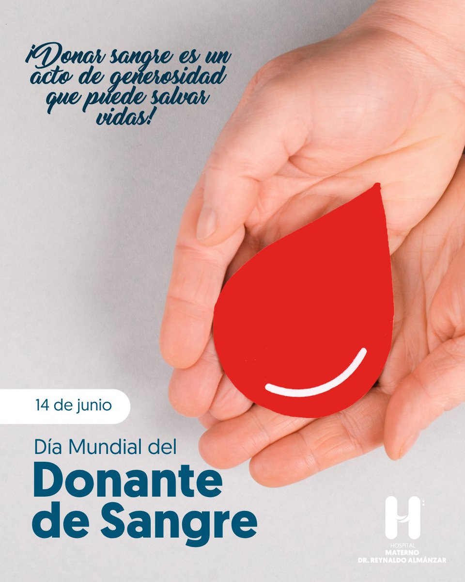 HMDRARD's tweet photo. 🗓Cada 14 de junio se conmemora el Día Mundial del Donante de Sangre, una fecha promovida por la Organización Mundial de la Salud para reconocer y agradecer a los donantes voluntarios que, con su generosidad, contribuyen a salvar millones de vidas en todo el mundo.

#HMRA https://t.co/s6Ulw6McNB