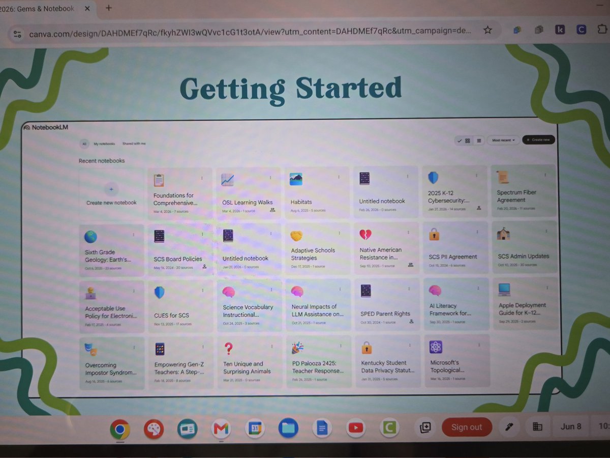 BryantWeiner's tweet photo. Excited to hear about Gems & @NotebookLM with Maria Bennett from Scott Co. Schools. She was excellent when I saw her at @kastk12 & I'm glad to get this refresher at @KEDCGrants #ElevationSummit. @KedcARTS @DrJWEvansJr @KingWendy_m https://t.co/MegvqqC0vg