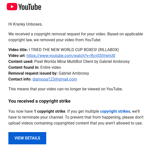 krankybets's tweet photo. $25 Giveaway - Like + RT + Tag @TeamYouTube 👇

@TeamYouTube I got a strike on my recent video, claiming that the content used was copyrighted but it is a fake claim.

What they claim i used is not even real, it makes no sense. Pls can you get this human checked🙏 https://t.co/yJuLBbCVZp
