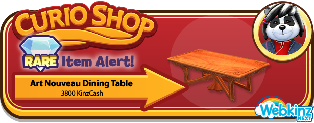 webkinz's tweet photo. #NextRareItemAlert! Visit the Webkinz Next Curio Shop from now until 1pm EST for the Art Nouveau Dining Table. https://t.co/qloBLYlX31