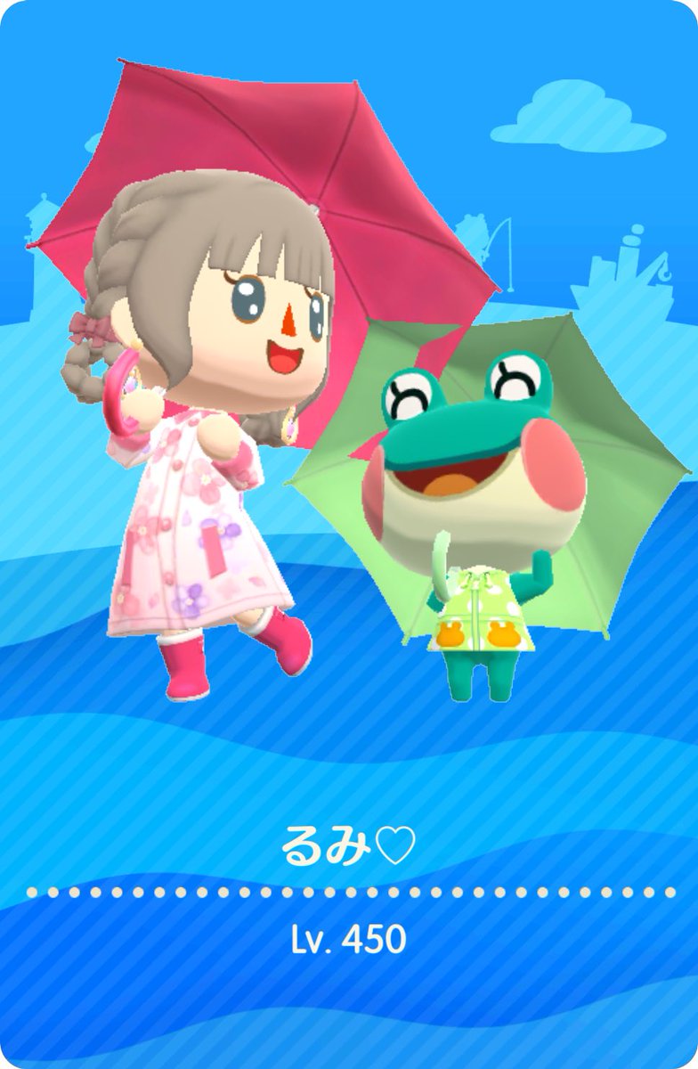 rumi20021648's tweet photo. 久しぶりのキャンパーカード更新✨！
梅雨に入ったからパートナーは
レイニーちゃんに💚

#ポケ森
#マイキャンパーカード更新 https://t.co/9PGCq6kBsv