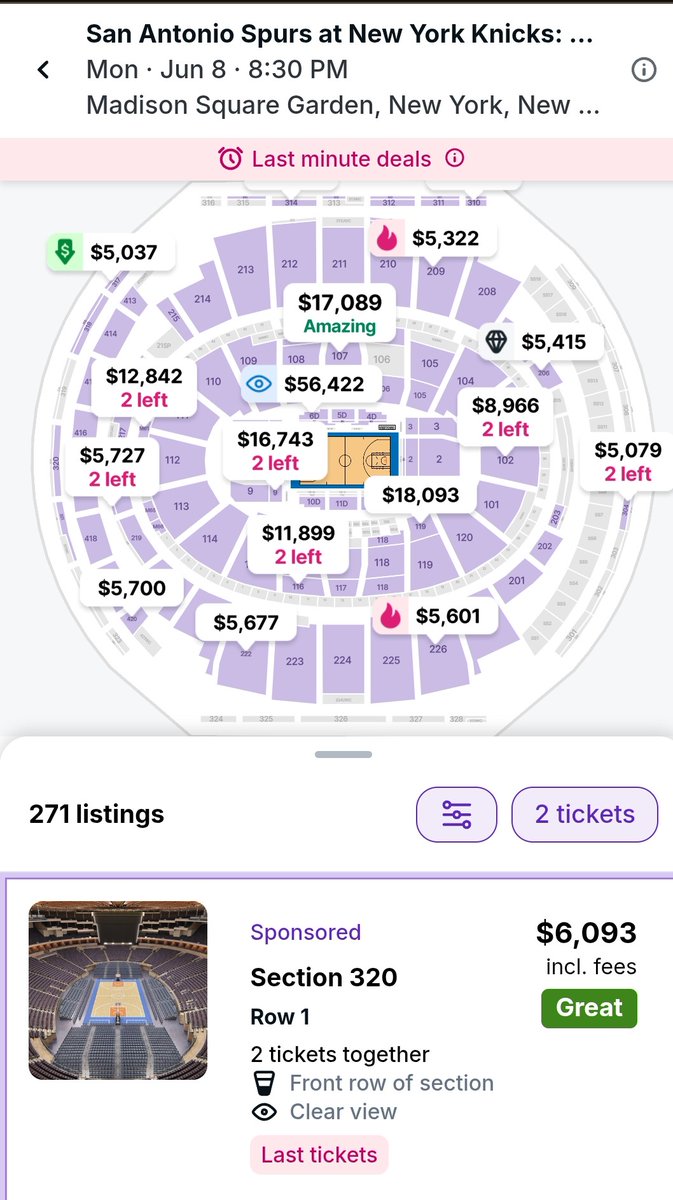 DemetriusWalls's tweet photo. Im not even a #Knicks fan but THIS CRAZY!! I feel bad for the guy that wants to take his family to the game. Daaaaam! #Spurs ##NbaFinals #altın #zzzero https://t.co/4yy9r3V7bl