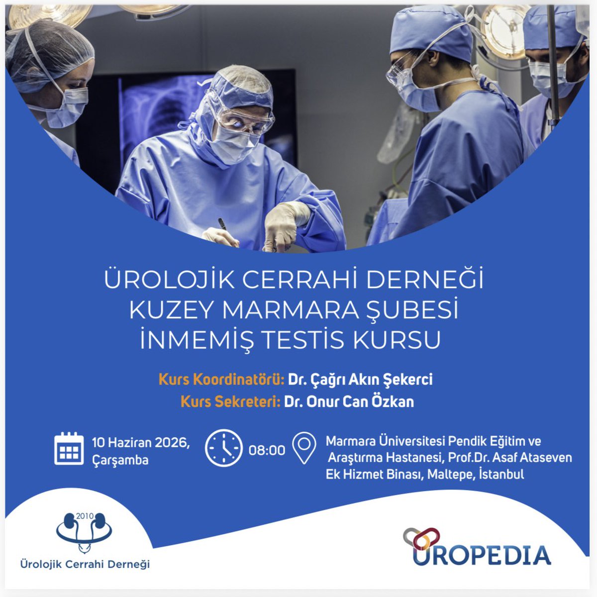 UropediaUCD's tweet photo. Sayın üyelerimiz;

Ürolojik Cerrahi Derneği Kuzey Marmara Şubesi İnmemiş Testis  Kursunu *10 Haziran* *saat 08:00' da* Uropediadan izleyebilirsiniz.

https://t.co/7hkgg4IlXx

Saygılarımızla https://t.co/026SGw8Hvd