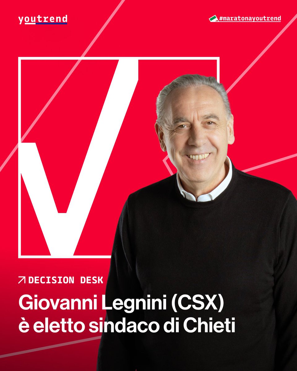 Virus1979C's tweet photo. Giovanni #Legnini, campo progressista, è eletto sindaco di #Chieti. https://t.co/7pNJ8T2QHN