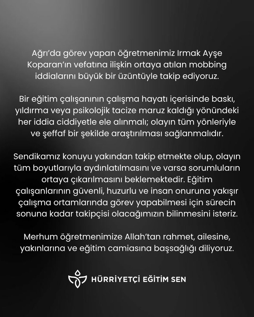 Okan_Unuvar's tweet photo. Olayın titizlikle soruşturulması ve varsa sorumlular hakkında gerekli işlemlerin en ağır şekilde uygulanması için sürecin sonuna kadar takipçisi olacağız.
#mobbing #ırmaköğretmeniçinadalet #ırmakayşekoparan https://t.co/7f5PN3XCbZ