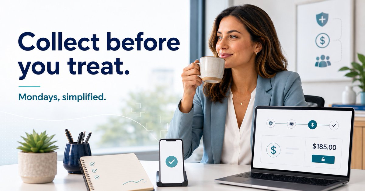 MantaHealth's tweet photo. Mondays. Few words conjure up more dread in a billing office.
Patients seen, treated, and sent home without paying. Statements to send. Balances aging. 
Manta emails and SMS' payment instructions to patient. All before your first latte.
https://t.co/Vja8wWKo0H https://t.co/pRWTcw1yCl