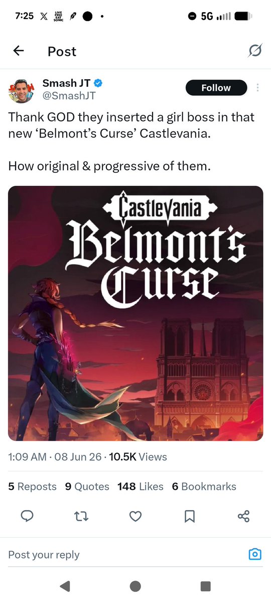 DemonKrauser's tweet photo. It's better to just screen shot this clown's post then interact so he doesn't make any money. There have been previous Castlevania games with female protagonists. He's just trying to rile ppl up because he needs money https://t.co/gHzEgvG9KY