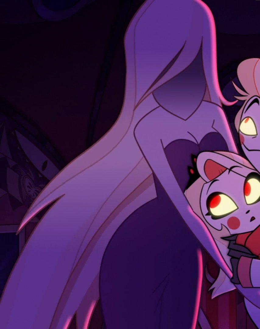 decoradoomed's tweet photo. so i have this dumb theory with charlie and lilith

where i noticed that when charlie goes into her demon form, her hair starts defying gravity

klike how liliths is someow blowing in the wind in all her scenes

so now i genuinely believe lilith is constantly in her demon form https://t.co/mwK4gr55pX