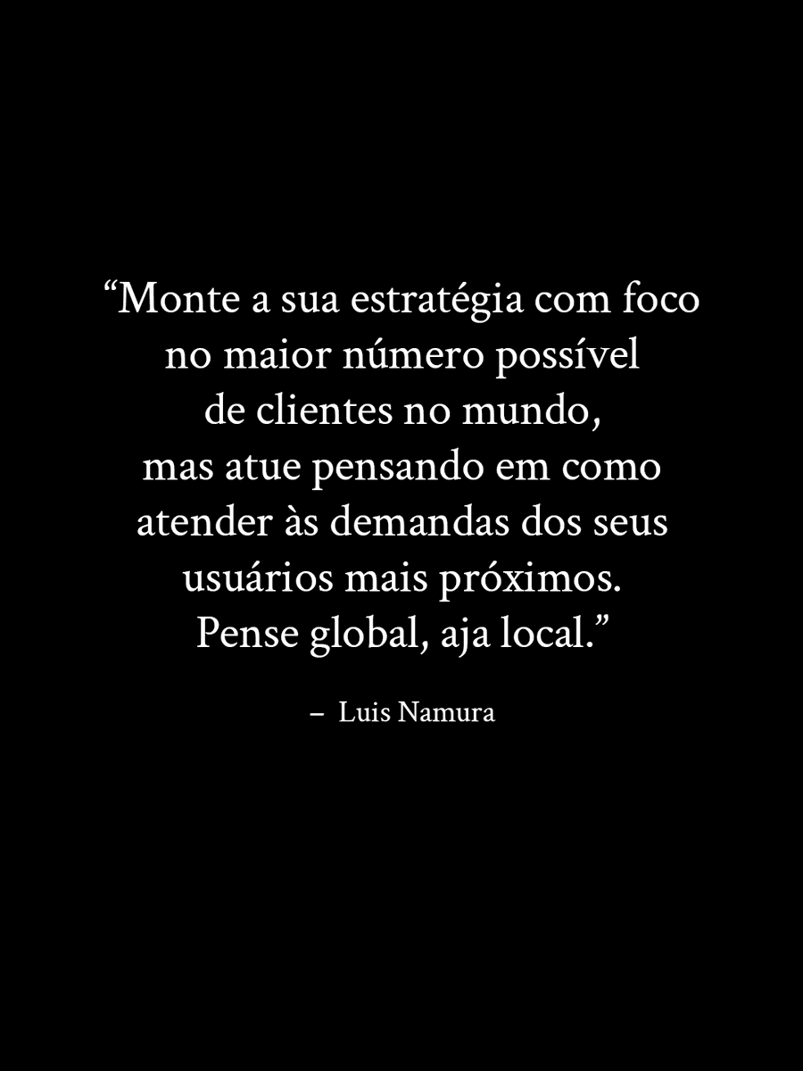 LuisNamura's tweet photo. Quem vence no global é quem domina o local: atraia o mundo e entregue para os seus. Essa é a estratégia dos que constroem em silêncio e faturam alto. 😉 https://t.co/l7j2fFqsUx