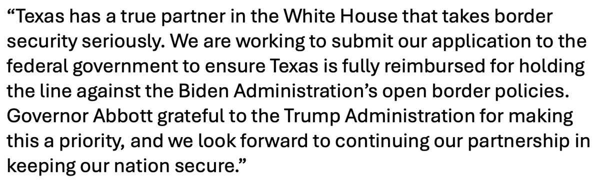 reenajade's tweet photo. The State of Texas may soon be reimbursed for its border security costs under President Trump's major tax and spending legislation. 

The administration posted the grants notice and Gov. @GregAbbott_TX's Office tells me, "we are working to submit our application." https://t.co/PK2eaXujFQ