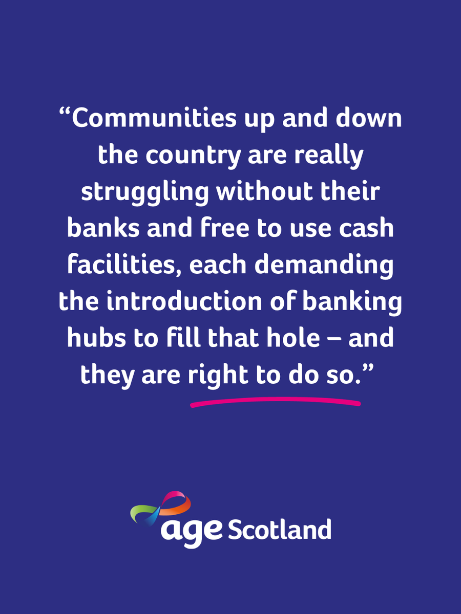 agescotland's tweet photo. Communities up and down the country are really struggling without their banks and free to use cash facilities, each demanding the introduction of banking hubs to fill that hole – and they are right to do so. Read more from @MWilliamsHT in @heraldscotland 
https://t.co/kEoqQ5Ulz7 https://t.co/fV7IobsNfP