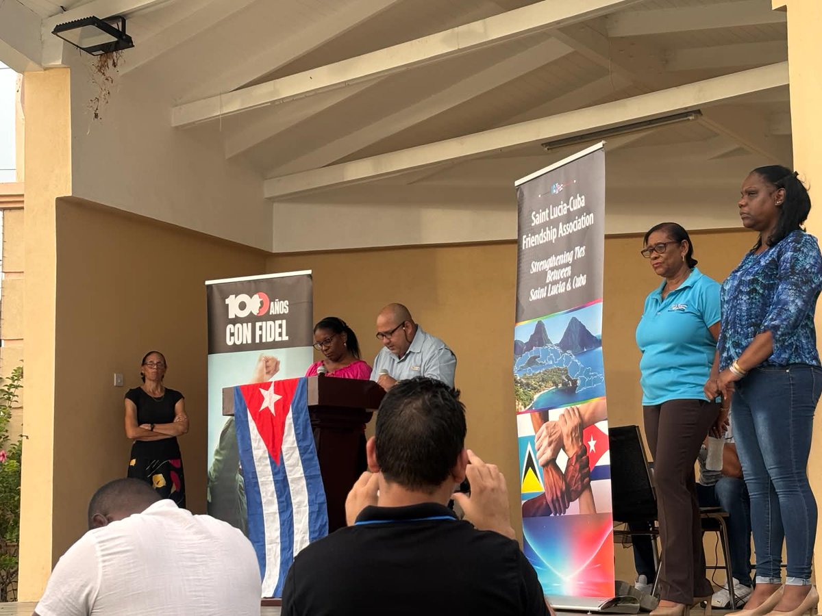 EmbacubaSt's tweet photo. #NoALaGuerra y #CeseElBloqueo, nuevamente presentes en otra gran Jornada de Solidaridad con Cuba en Santa Lucía

https://t.co/kCl8g5mW1Z https://t.co/88laqwQOPT