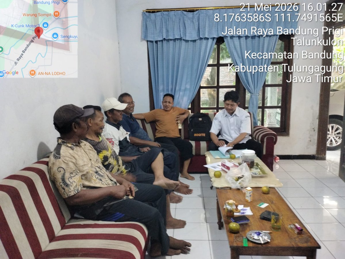 AinnalMuttaqin's tweet photo. Kamis,(21/5/2026) Ainnal M Luhkan Tulungagung mendampingi keg Akses informasi dengan tema wujudkan SDM unggul, KKP sediakan pendidikan vokasi gratis di Poklashar Mina Gurita, Desa Talun Kulon Kec Bandung Kab Tulungagung
@bppsdm_pusluhkp
@bppsdm_bp3bwi https://t.co/D2v8OvChtv