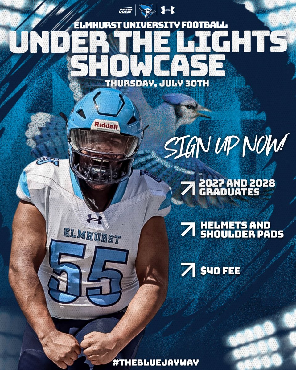 ElmhurstU_FB's tweet photo. Sign up with the link below! Can’t wait to see you Under the Lights!

Link: 
https://t.co/EYVhHWOf9G

#THEBLUEJAYWAY https://t.co/qcVFaLw16X