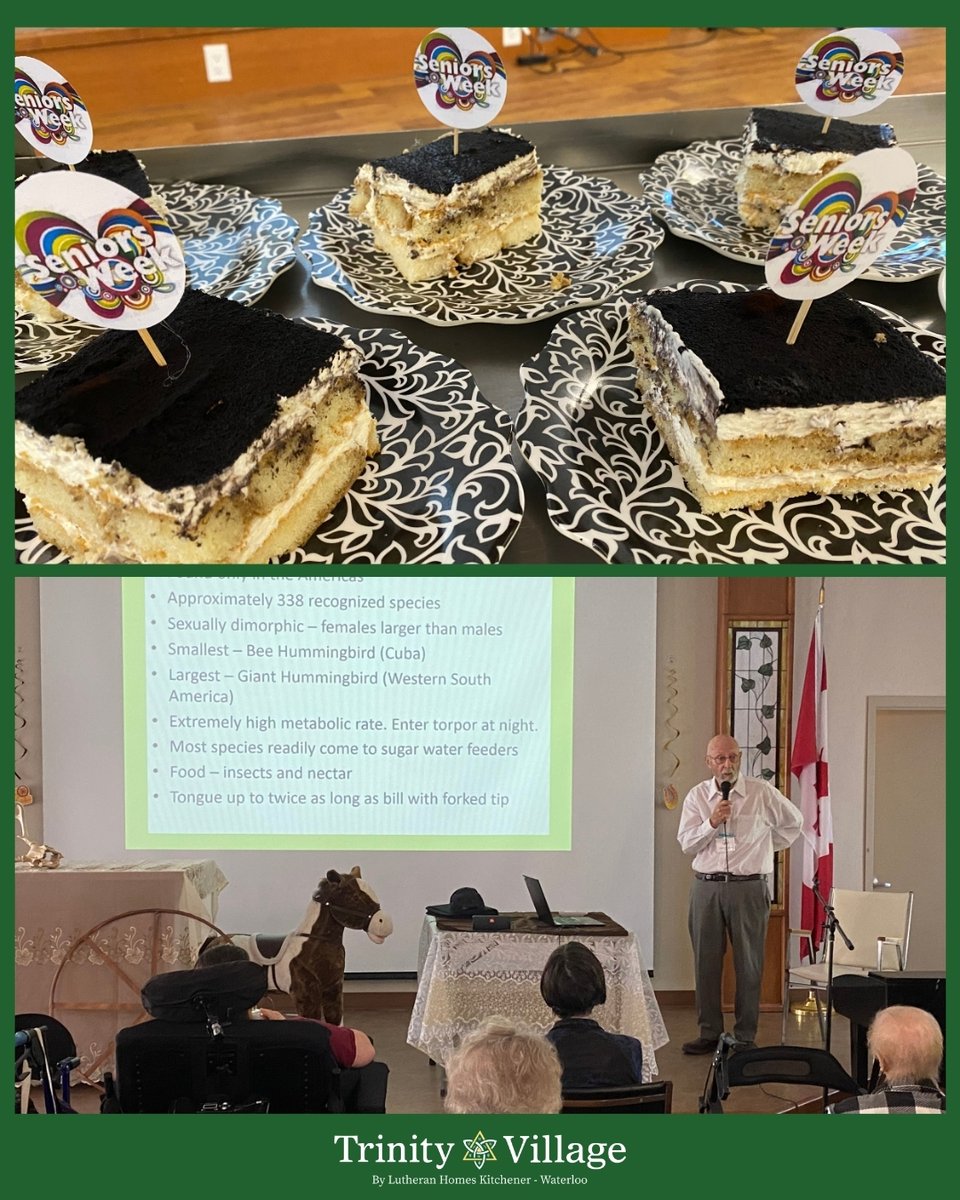Trinity_Village's tweet photo. Last week, our #AdultDayProgram clients had a wonderful time celebrating Seniors Week!
The week included special presentations from Bonnie Sitter, who shared Memories of The Ontario Farmerettes, and bird expert David Gascoigne, who taught us all about hummingbirds.
#seniorsmonth https://t.co/Dxa9EQl3bl