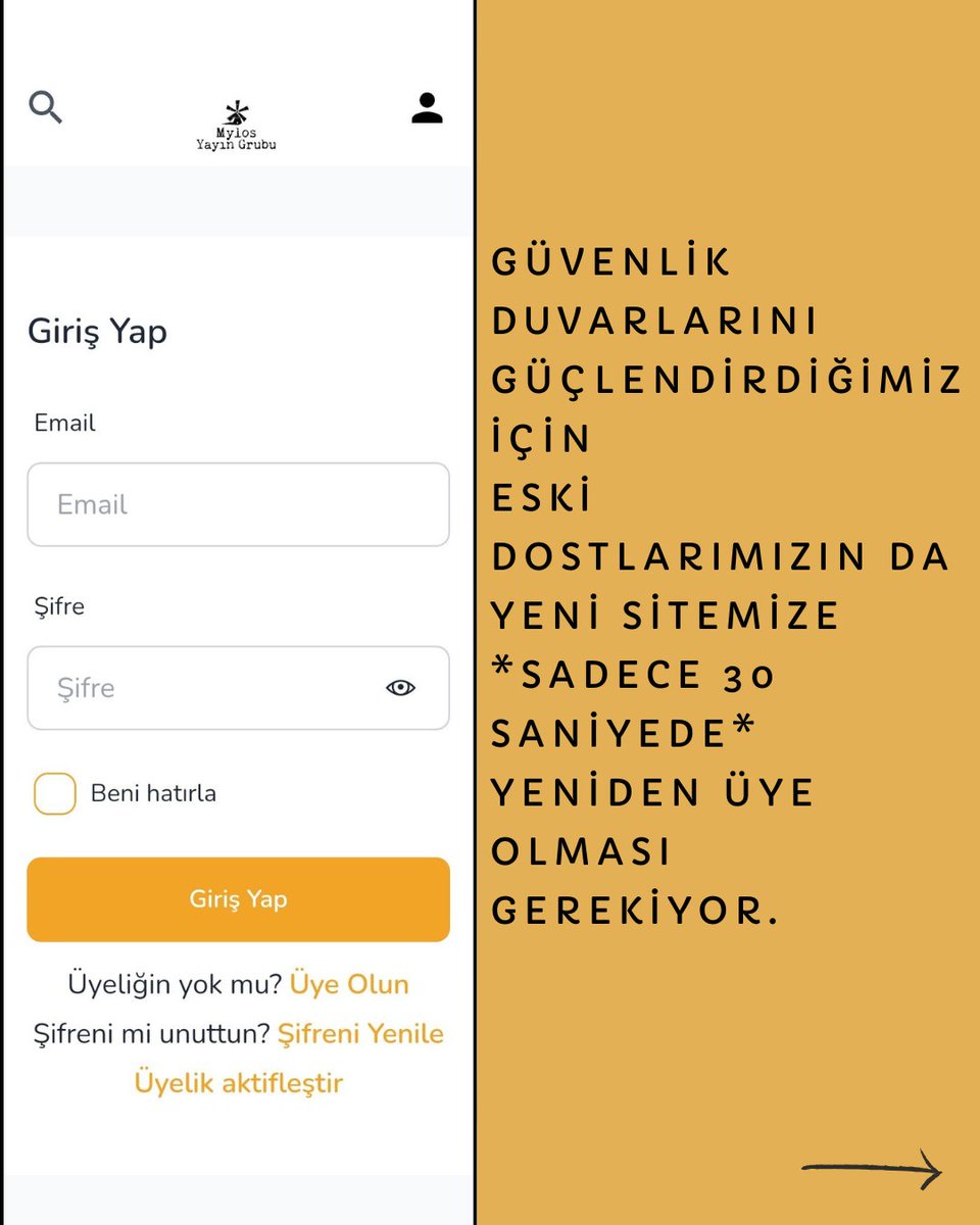 MylosKitap's tweet photo. Mylos Dükkan baştan aşağı yenilendi!
Size daha hızlı ve güvenli bir deneyim sunmak için altyapımızı güncelledik. Güvenlik önlemleri gereği, eski üyelerimizin sitemizde yeniden üyelik oluşturması gerekiyor. 30 saniyenizi alacak bu işlemle yeni döneme özel sürprizleri kaçırmayın! https://t.co/Ln0vGp3E2Y