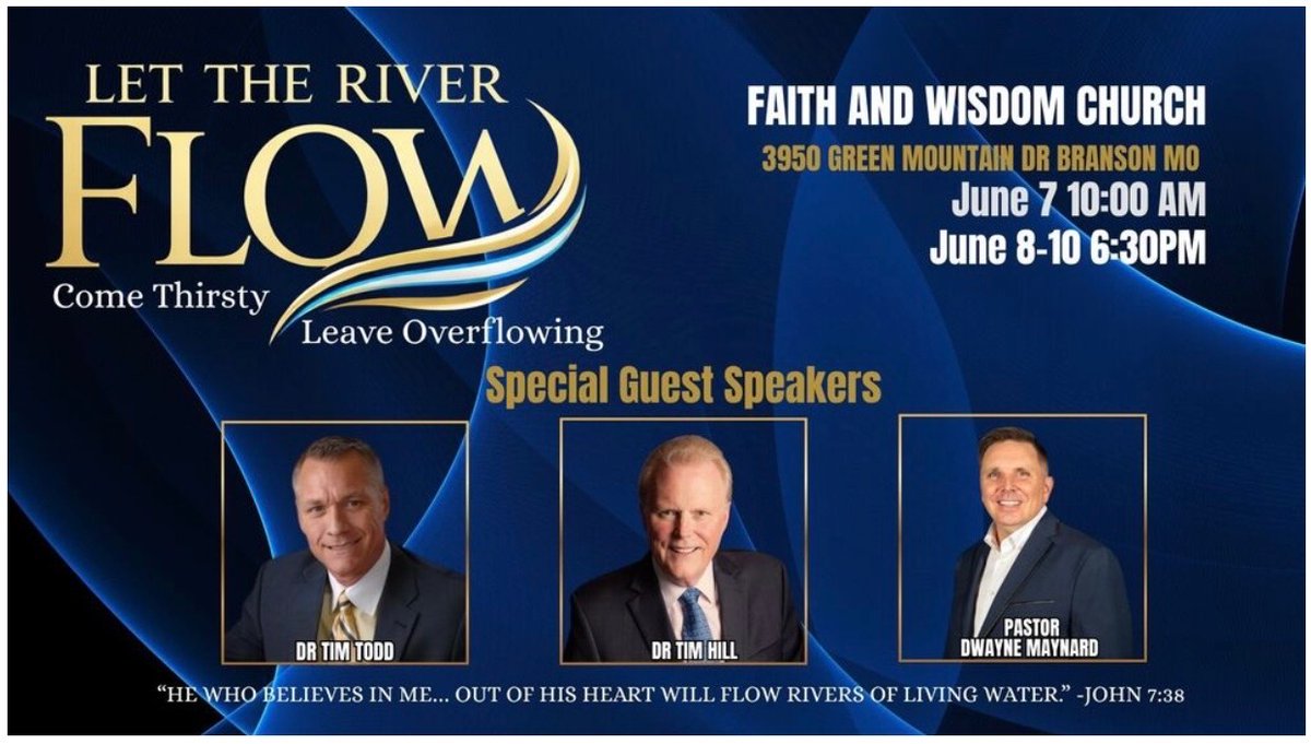 DrTimTodd's tweet photo. Had a mighty move of God yesterday for the kickoff of Let the River Flow at FWC where Drs. Mike &amp; Karen Brown are pastors! Don't miss what God's gonna do in your life through the anointed ministry of Bishop Tim Hill &amp; Pastor Dwayne Maynard tonight-Wed pm! https://t.co/Yq9vPv7KLE https://t.co/pnQz5f3tHq