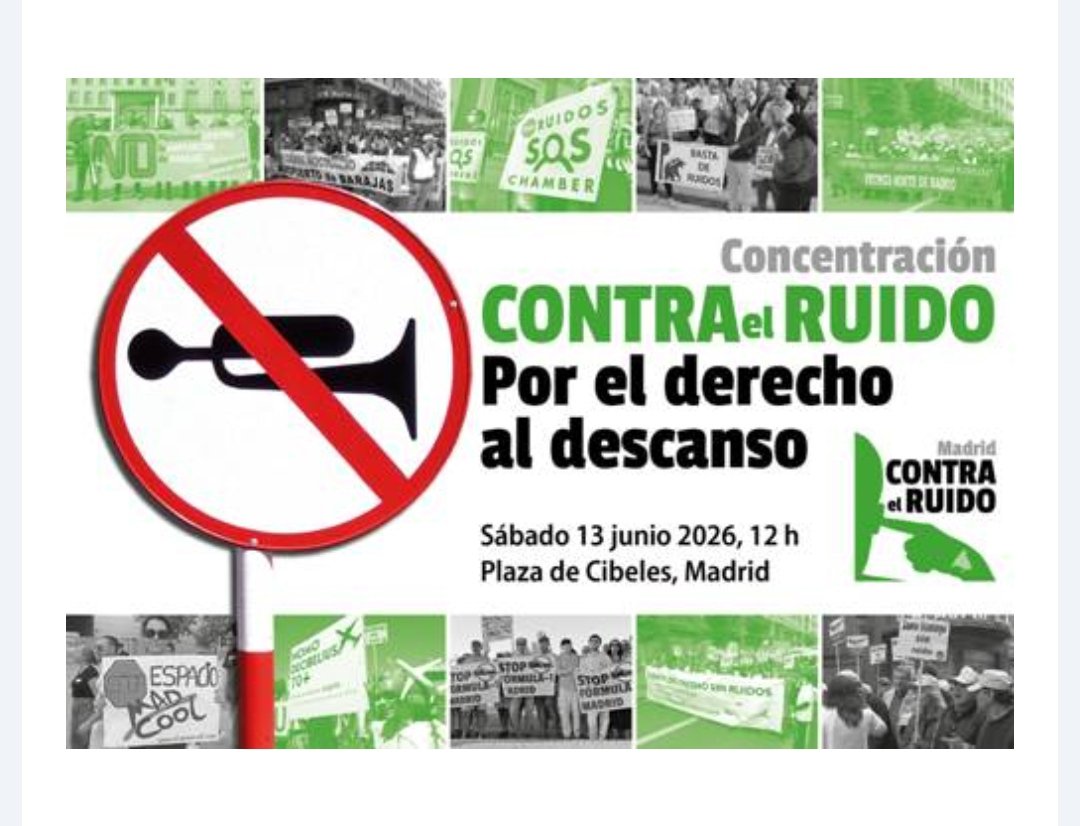 StopFestivalesV's tweet photo. Sabado 13 de junio 2026!! 12am! 
Plaza de Civiles!! 
AaVv por el derecho al descanso vecinal y contra el Ruido, todas Juntas. Distintos caminos, mismo problema. 

Hoy somos nosotros, mañana puedes ser tú, no faltes. 

#elruidomata https://t.co/ri89GXnrQz