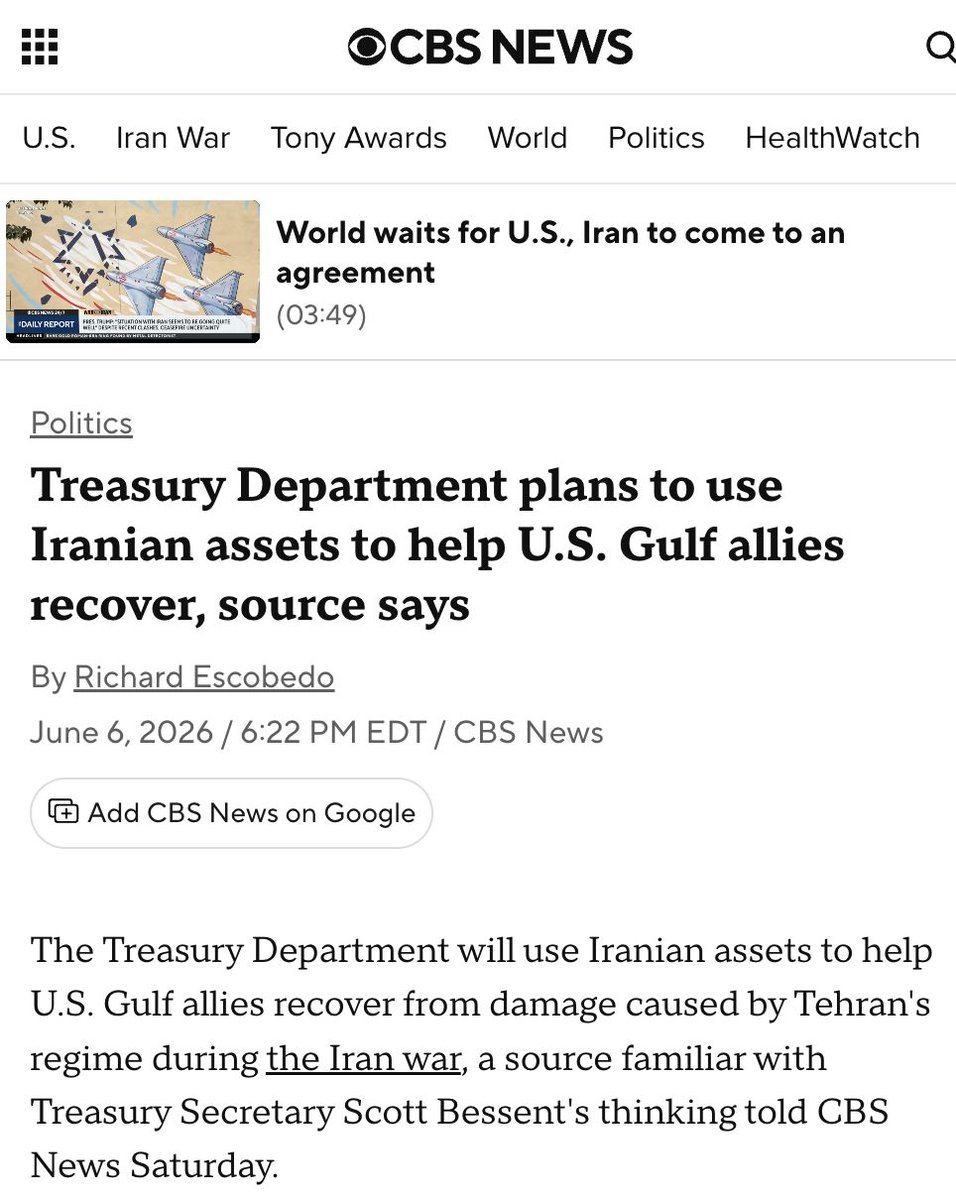 JuddLegum's tweet photo. Interesting is that the new "plan" is to take Iran's frozen assets and give them to Jared Kushner's clients 🤔 https://t.co/6HlZCNSCAz