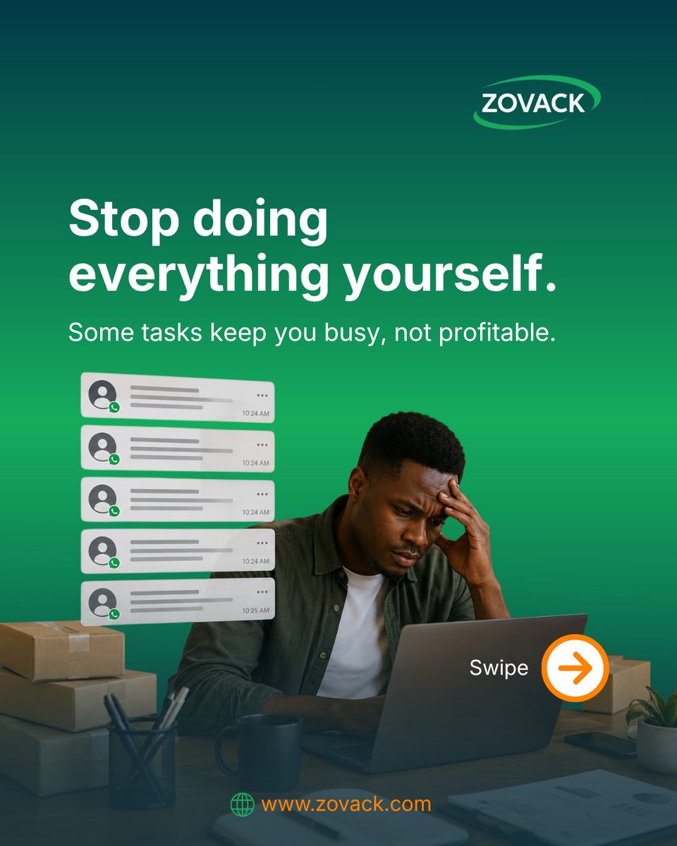 zovackai's tweet photo. Still copying account details into every order?

Zovack handles that automatically.
Less admin. More profit.

👉 https://t.co/K9DSY86hcf

#Zovack #WhatsAppBusiness #SMBAfrica #BusinessAutomation https://t.co/5Mt89a4MgP