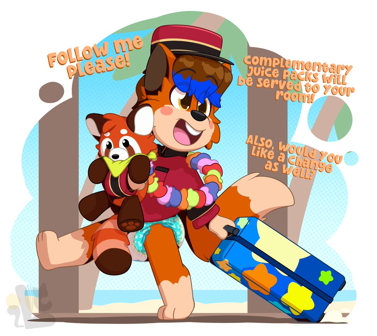 SillyBooKket's tweet photo. Bab Commish for @YoKitCody with Bell Hop bab Cody carrying the guest's luggage. Would you tip him? https://t.co/olaSL41VkV