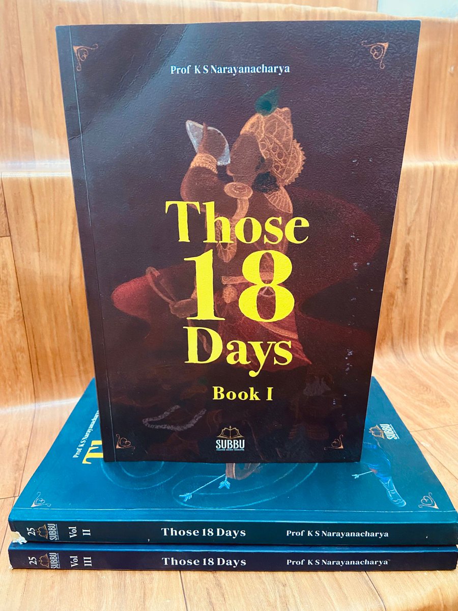 PadhegaIndia_'s tweet photo. #PIRecommends ⚛️
Presenting a set of three volumes of the really significant book: THOSE 18 DAYS by  Dr K S Narayanacharya, published by @subbubooks.
#BuyOriginal 💮 #BuyFromPI
Order 👉https://t.co/ibbjCYXi4z https://t.co/O5nu39YBFt