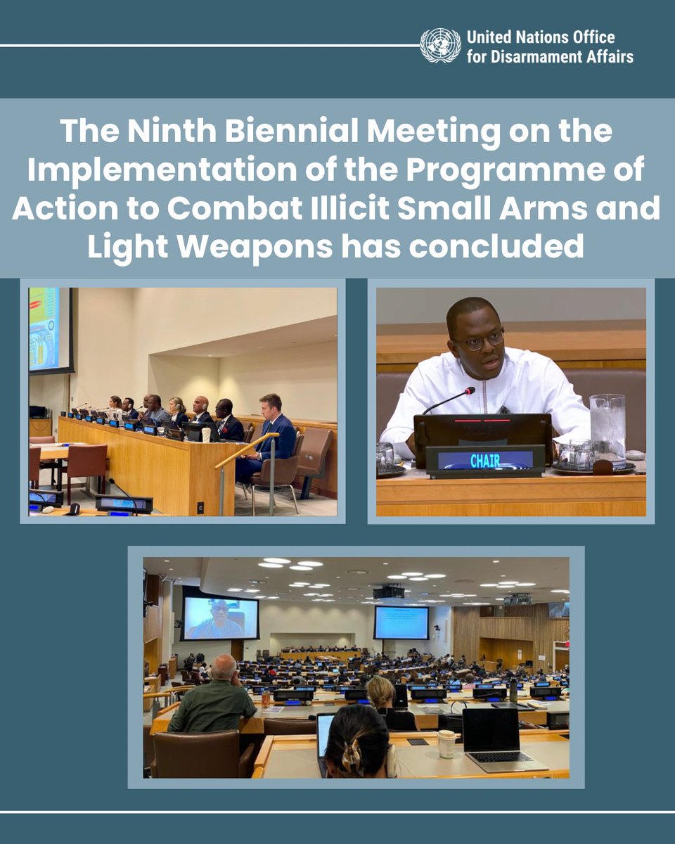 UN_Disarmament's tweet photo. Thank you to all who contributed to and attended BMS9 and the OETEG. Productive conversations like those that occurred this past week are integral steps towards the PoA.

🔗All documents available here: https://t.co/PpXWKsBNxU https://t.co/uA9B5ePmfk