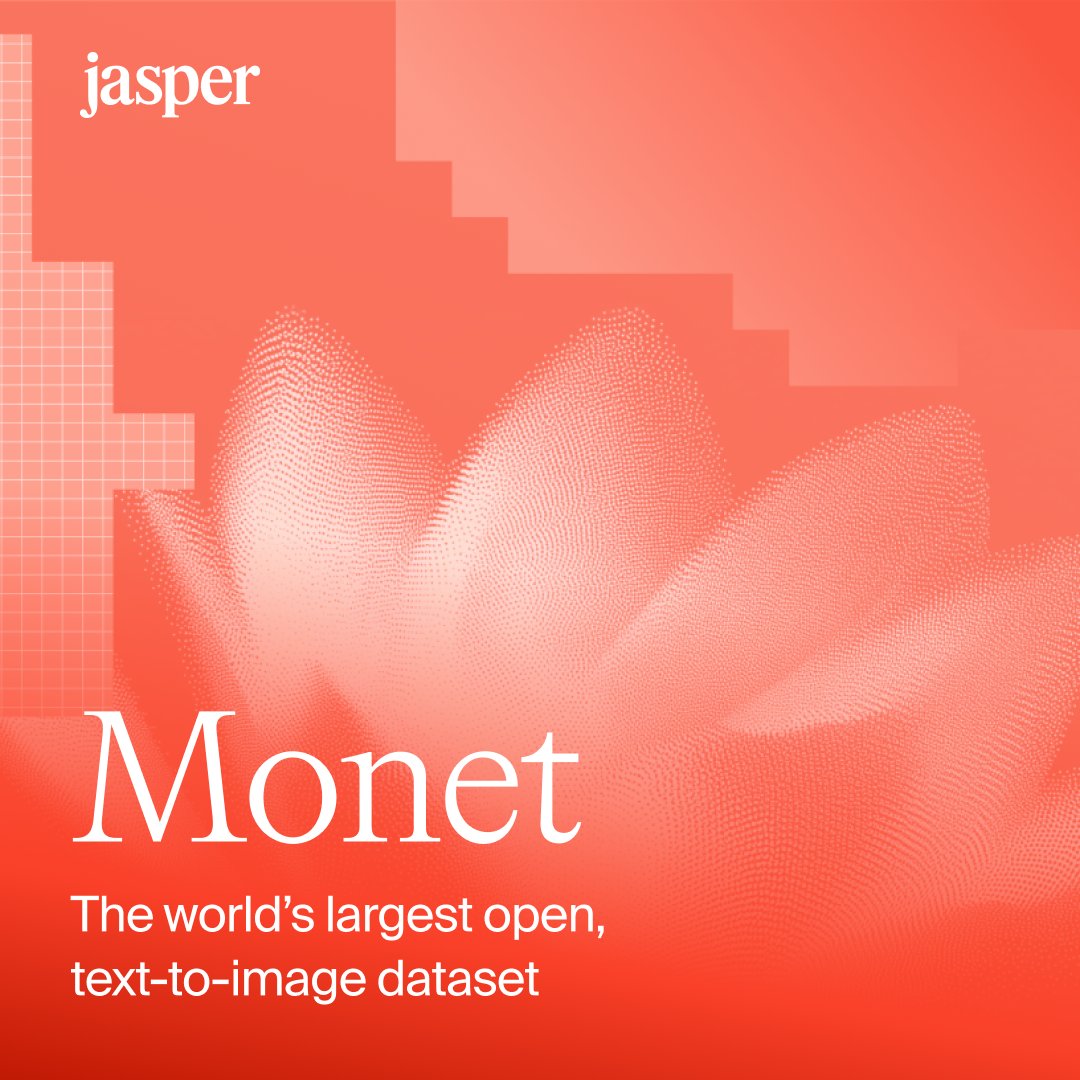 heyjasperai's tweet photo. Announcing MONET by Jasper Research—the world's largest open text-image dataset, built to make world-class image generation research accessible to everyone. Free for commercial use under Apache 2.0.

Read how we took 2.9B images and refined them down to 104.9M high-quality samples, and how nano-t2i lets any team train a competitive model on a single GPU: https://t.co/L6KFkjCBAz