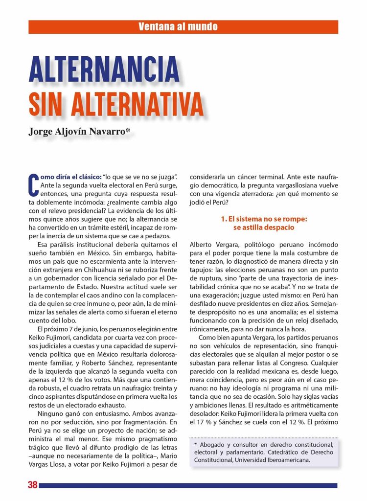 JorgeAljovin's tweet photo. 🌎🗳️ Comparto mi colaboración con la revista Voz y Voto, analizo en “Alternancia sin alternativa” la crisis política y electoral de Perú, y lo que ese espejo también puede decirle a México. 🇵🇪🇲🇽
📖 Léelo en Voz y Voto 400
🔗 https://t.co/TCz33x4pgP
#Elecciones #AméricaLatina https://t.co/Yeujd0VHBg