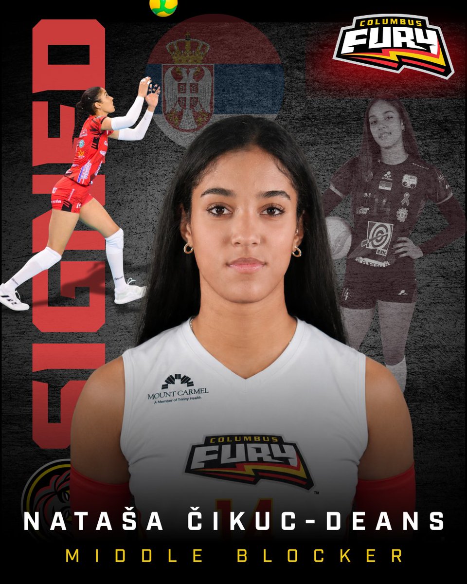 ColumbusFury's tweet photo. The Fury continue to add elite international talent for 2027! 🖤❤️

Welcome to Columbus, Nataša Čikuc-Deans.

Recently named to the Serbian National Team’s 2026 Volleyball Nations League (VNL) roster, Nataša brings elite athleticism, eye-popping quickness and international experience to the Fury frontcourt after competing in the CEV Champions League and helping lead OK Tent to qualification for next season’s competition.

#WeAreFury ⚡️