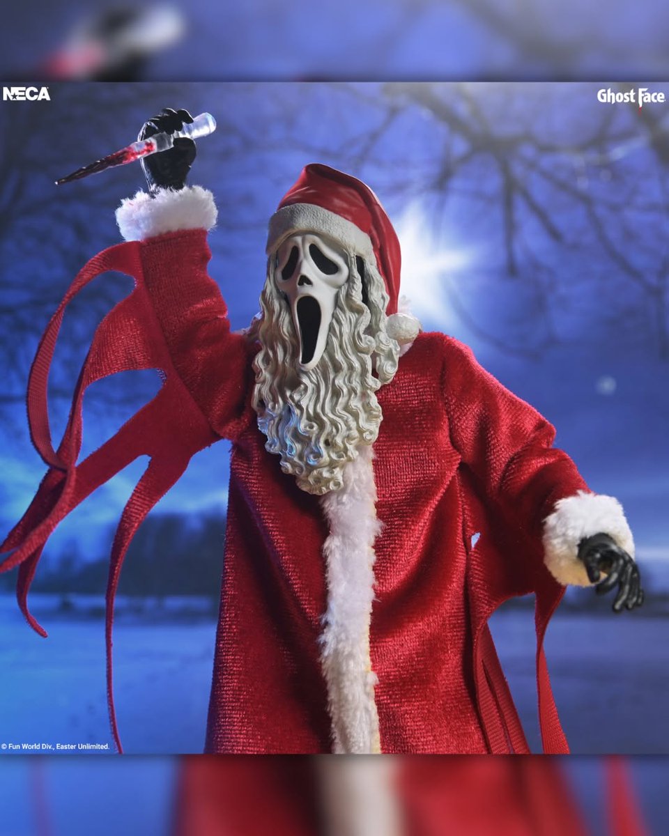 BDisgusting's tweet photo. NECA has announced ULTIMATE SANTA'S SLAY GHOST FACE, an action figure that turns Ghost Face into Santa Claus.

Accessories include a candy cane Ghost Face mask, bloody icicle, a string of Christmas lights, and a mini Santa Ghost Face toy.

Coming this Summer. https://t.co/tm6eVzn9q3