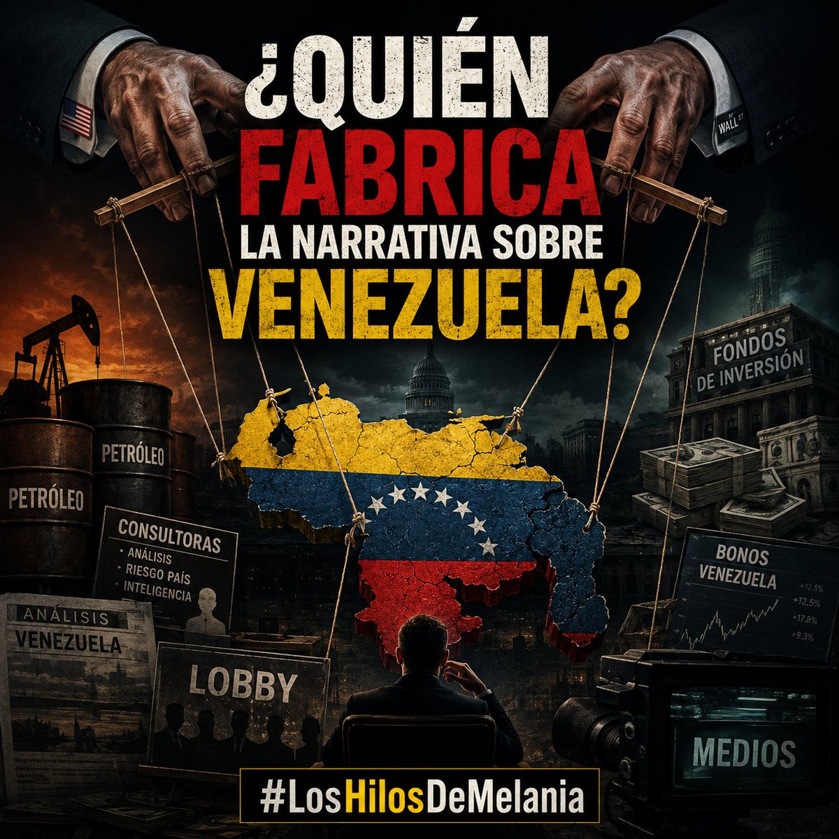 melania0880's tweet photo. 🧵¿Quién fabrica la narrativa internacional sobre Venezuela?

A ver, imaginemos que Venezuela fuera una gran torta.
Una torta que llevamos 26 años pagando, pero que otros llevan 26 años intentando repartirse.

Porque mientras tú piensas en libertad, elecciones y presos políticos…

✔️Hay gente pensando en petróleo.
✔️En deuda.
✔️En bonos.
✔️En contratos.
✔️En licencias.
Y en mucho dinero.

Por eso cada vez que escuches a alguien decir: 
“Hay que ser pragmáticos con Maduro.”
“Hay que negociar.”
“Hay que flexibilizar sanciones.”
“Hay que pensar en la estabilidad.”

Hazte una pregunta muy sencilla: 
¿Quién gana plata si eso ocurre?

Durante años nos hicieron creer que el debate sobre Venezuela era ideológico.

Democracia contra dictadura.
Libertad contra autoritarismo.
Pero detrás del telón hay otro partido.
El de los negocios. 

Y uno de los nombres que aparece es Harry Sargeant, Un empresario estadounidense que lleva años haciendo negocios relacionados con Venezuela.
Es un hombre de negocios.

Según la investigación de POLITICO, Sargeant estaba muy incómodo con la línea dura que representaban Marco Rubio y Mauricio Claver-Carone.

¿Por qué?
Porque cuando Washington aprieta a Maduro… Hay negocios que se complican.
Y cuando los negocios se complican…
Algunos empiezan a mover influencias.

Pero Sargeant no aparece solo.
Aparece rodeado de una corte de asesores, operadores, consultores, lobistas y financieros.

Entre ellos aparece Hans Humes.
Y aquí necesito que recuerden este nombre
Porque mientras todos miran a Chevron…
Hans Humes aparece por detrás.
Como el señor que nunca sale en la foto familiar pero siempre está sentado en la mesa donde se reparte la herencia.

Humes está vinculado al mundo de los bonos venezolanos.
Es decir, personas que compraron deuda de Venezuela esperando algún día cobrarla.

Y mientras más se normalice el país…
Más valen esos papeles
¿Se entiende la diferencia?

El venezolano quiere recuperar su país.
El inversionista quiere recuperar su inversión.

No siempre es lo mismo.

Ahora llegamos a otra pieza del rompecabezas.
Los fabricantes de narrativas. 

Aquí aparece un español llamado Elías Ferrer.
Fundador de Orinoco Research.
Fundador de Guacamaya.
Analista
Consultor.
Especialista en energía y economía venezolana.

Y aquí no estamos diciendo que sea chavista.
Estamos hablando de influencia.

Porque Orinoco Research no es simplemente un medio.
También vende análisis e inteligencia estratégica sobre Venezuela.

Es decir:
No sólo informa.
También asesora.

Y aquí viene la pregunta, 

Si tú analizas Venezuela para inversionistas…
Si estudias petróleo…
Si estudias deuda…
Si estudias oportunidades de negocio…

¿Tu mirada es la misma que la de una madre que tiene un hijo preso político?
NO.

Porque están viendo dos Venezuelas distintas.
Una Venezuela ve represión.
La otra ve oportunidades.

Una Venezuela ve exilio.
La otra ve activos.

Una Venezuela ve hambre.
La otra ve riesgo-país.

Y de repente empiezas a entender algo.
No todos hablan de Venezuela porque aman Venezuela.

Muchos hablan de Venezuela porque Venezuela forma parte de su modelo de negocio.

Por eso aparecen consultoras.
Fondos.
Petroleras.
Analistas.
Operadores políticos
Firmas de lobby.

Todos orbitando alrededor del mismo país destruido.
Como buitres discutiendo quién se queda con qué pedazo

Lo que revela la investigación de POLITICO no es solamente una pelea entre Rubio y Grenell.
Ni entre Chevron y la Casa Blanca.
Ni entre republicanos. 

Existe toda una industria internacional que vive de Venezuela.
Que gana dinero estudiándola.
Negociándola.
Intermediándola.
Financiándola.
Comentándola.

Y a veces incluso influyendo sobre ella.

Por eso la próxima vez que escuches a alguien hablar de “la solución para Venezuela”…

Haz la pregunta más importante de todas:

¿Está pensando en los venezolanos?

O…

¿Está pensando en el negocio?

Porque cuando sigues el dinero…

Muchas veces encuentras la verdadera historia.

#LosHilosDeMelania