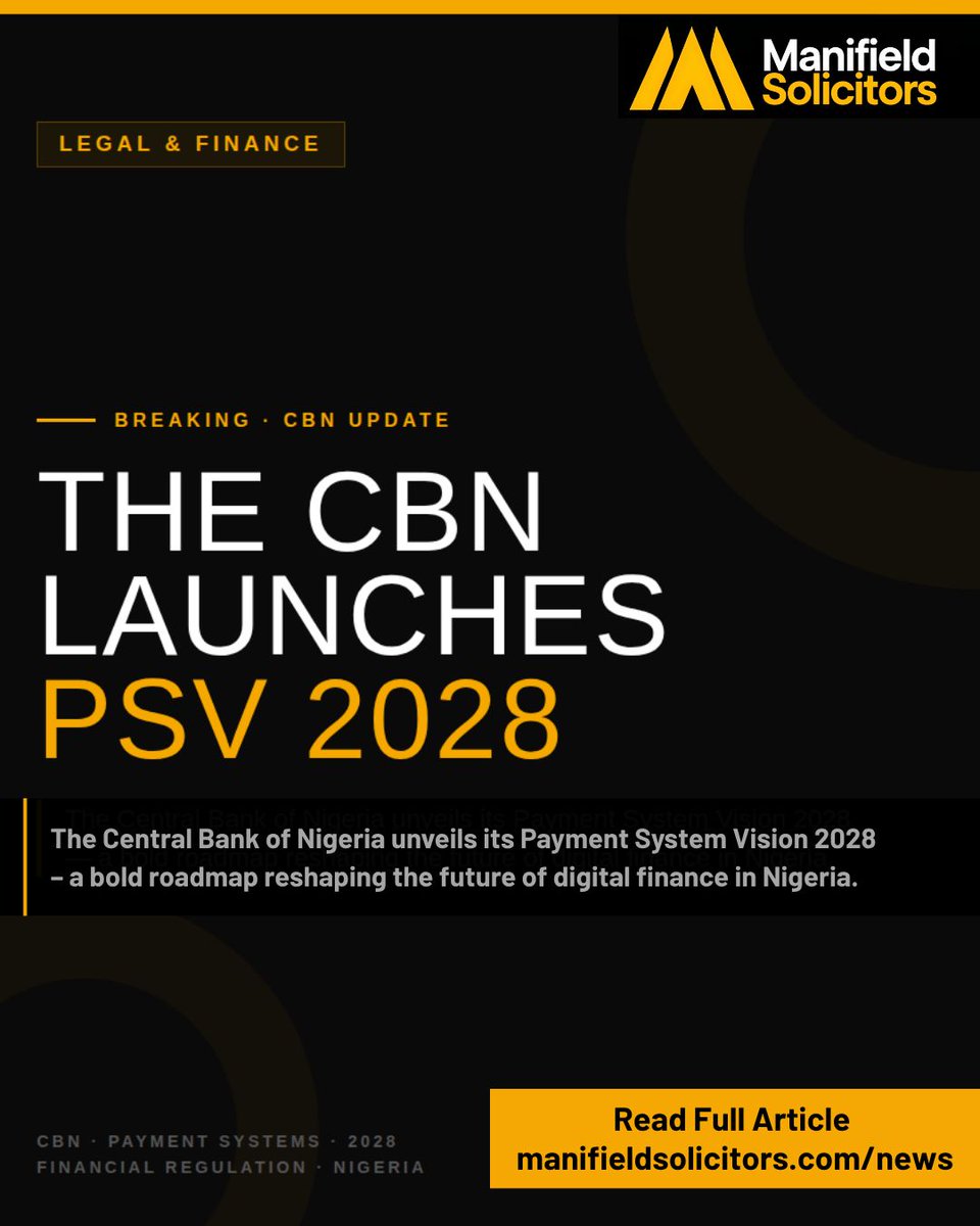 Manifield_Firm's tweet photo. Caption: 

The CBN has unveiled a sweeping new vision to reshape how Nigerians transact, save, invest, and participate in the digital economy.
Here's what caught our attention 👇

- 95% financial inclusion target — that's 50 million more Nigerians with accounts https://t.co/ncItMHYY8I