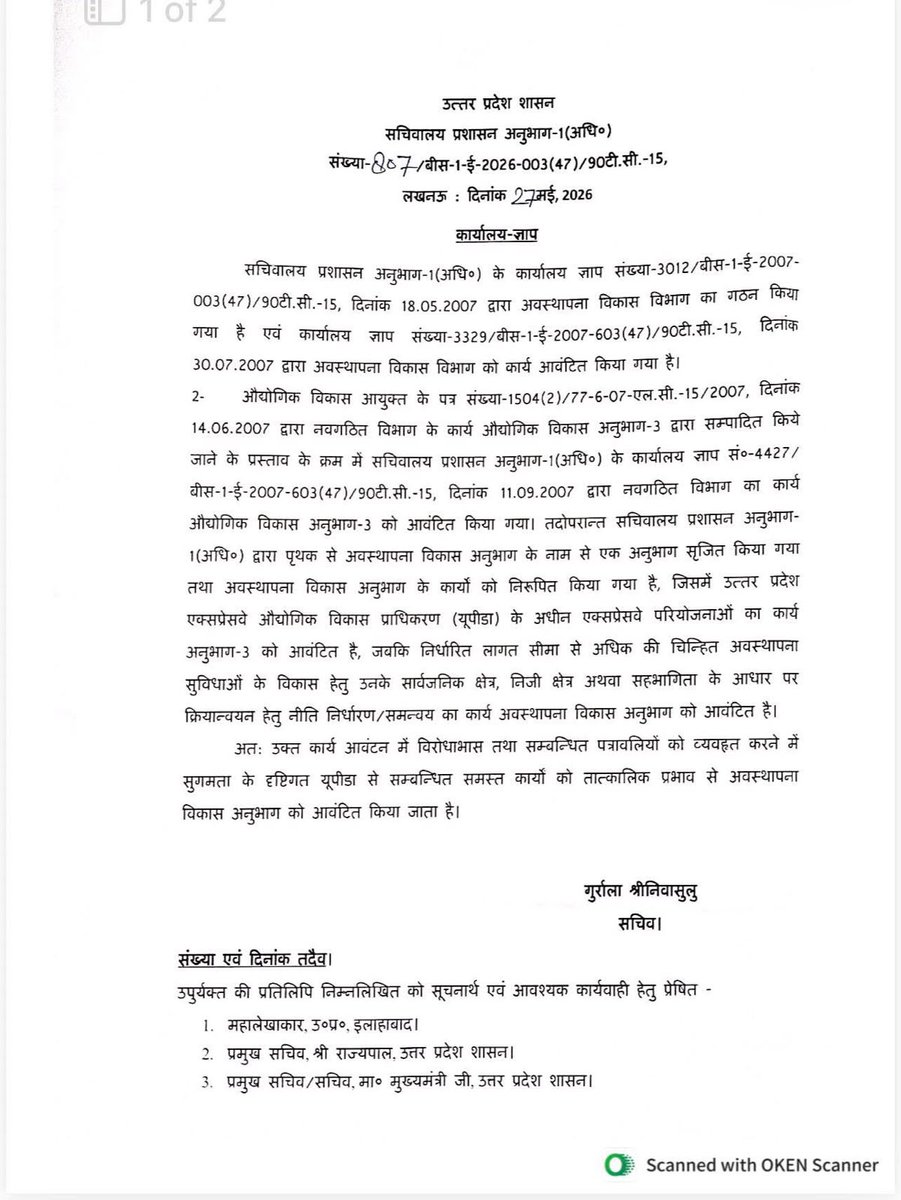 nttvofficial's tweet photo. उत्तर प्रदेश के हाइप्रोफाइल मंत्री नन्दगोपाल गुप्ता 'नंदी' को जोर का झटका..
CM योगी आदित्यनाथ ने उत्तर प्रदेश एक्सप्रेस वे औद्योगिक विकास प्राधिकरण (यूपीडा) की ज़िम्मेदारी वापस ली,अब यूपीडा का कामकाज अवस्थापना विभाग(CM योगी के अधीन )देखेगा...
@myogiadityanath
@NandiGuptaBJP https://t.co/JgcKj86SZf
