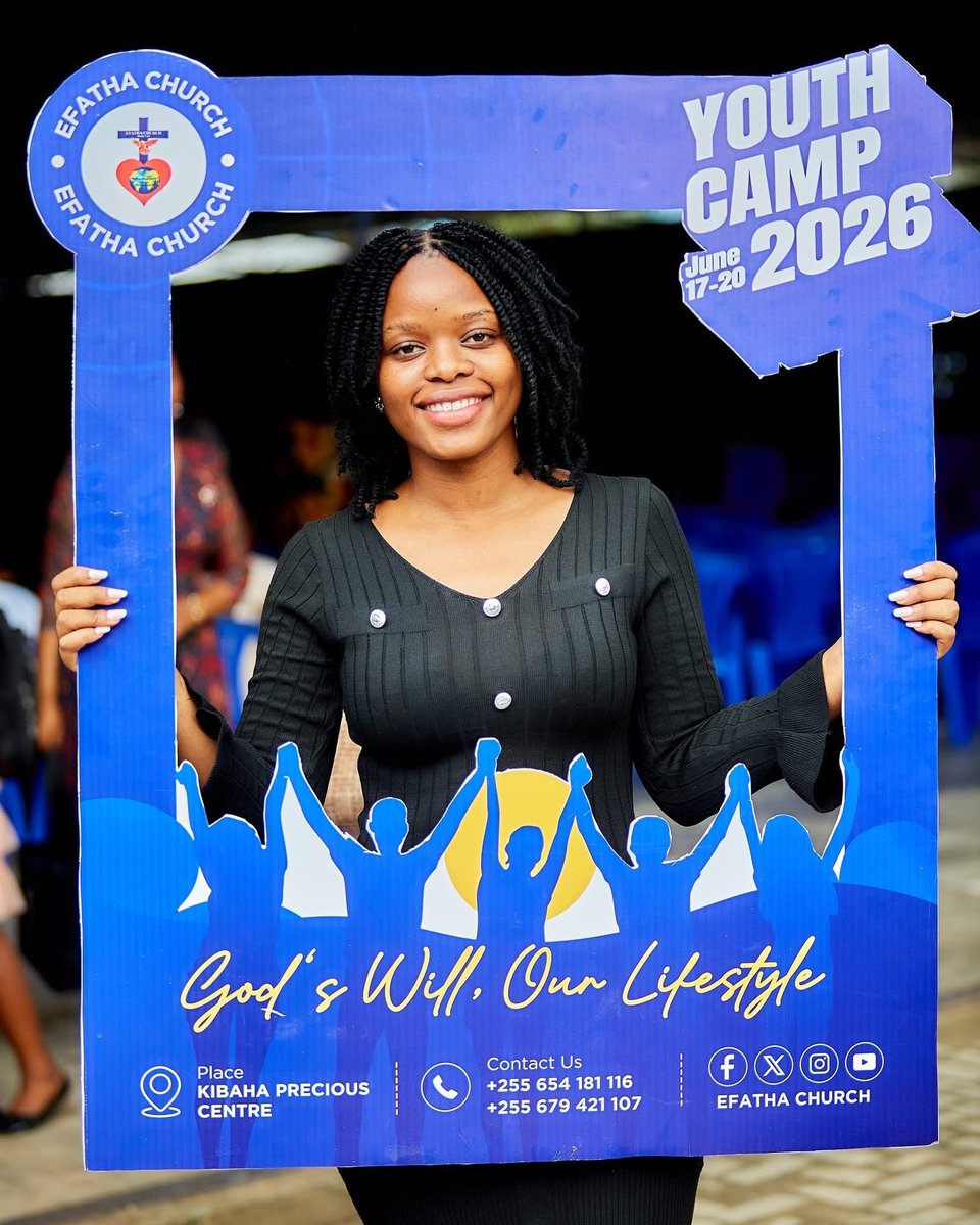 efathachurch's tweet photo. WELCOME TO THE NEW SEASON YOUTH CAMP 2026

Welcome to the Youth Camp 2026, which will take place from 17–20 June 2026 at Precious Centre, Kibaha, Coast Region (Pwani), Tanzania.
This is your opportunity to connect with young people from different regions of Tanzania in a unique camp designed for youth with vision, dreams, and a passion for serving God and building a purposeful life.

At this camp, you will have the opportunity to:
✅ Learn the Word of God and grow spiritually. ✅ Build new friendships with young people from various parts of Tanzania. ✅ Participate in life-enriching seminars and discussions. ✅ Gain knowledge on spiritual, social, and economic development. ✅ Discover and develop your talents and gifts.

🏆 There will also be a variety of exciting competitions, including:
⚽ Football (Soccer) 🏃 Running Competitions 👔 CEO of the Year 🎤 Singer of the Year 👗 Fashion Designer of the Year ✨ And many more exciting activities!

Young person, this is your opportunity to begin a new season of positive thinking, greater vision, creativity, and success for your present and future life in the Kingdom of God.

Don’t miss it! Your new season starts here.