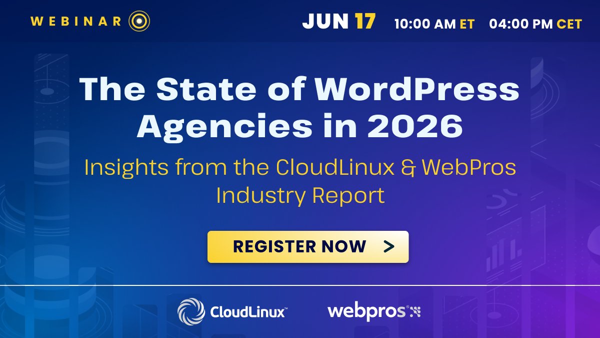 imunify360's tweet photo. Where is the next dollar of revenue coming from for WordPress agencies?

We asked. Answers at the joint @CloudLinuxOS + @WebProsOfficial webinar on June 17, 10am ET.

Register: https://t.co/QeQtzsADe0 https://t.co/494jIAMMnF