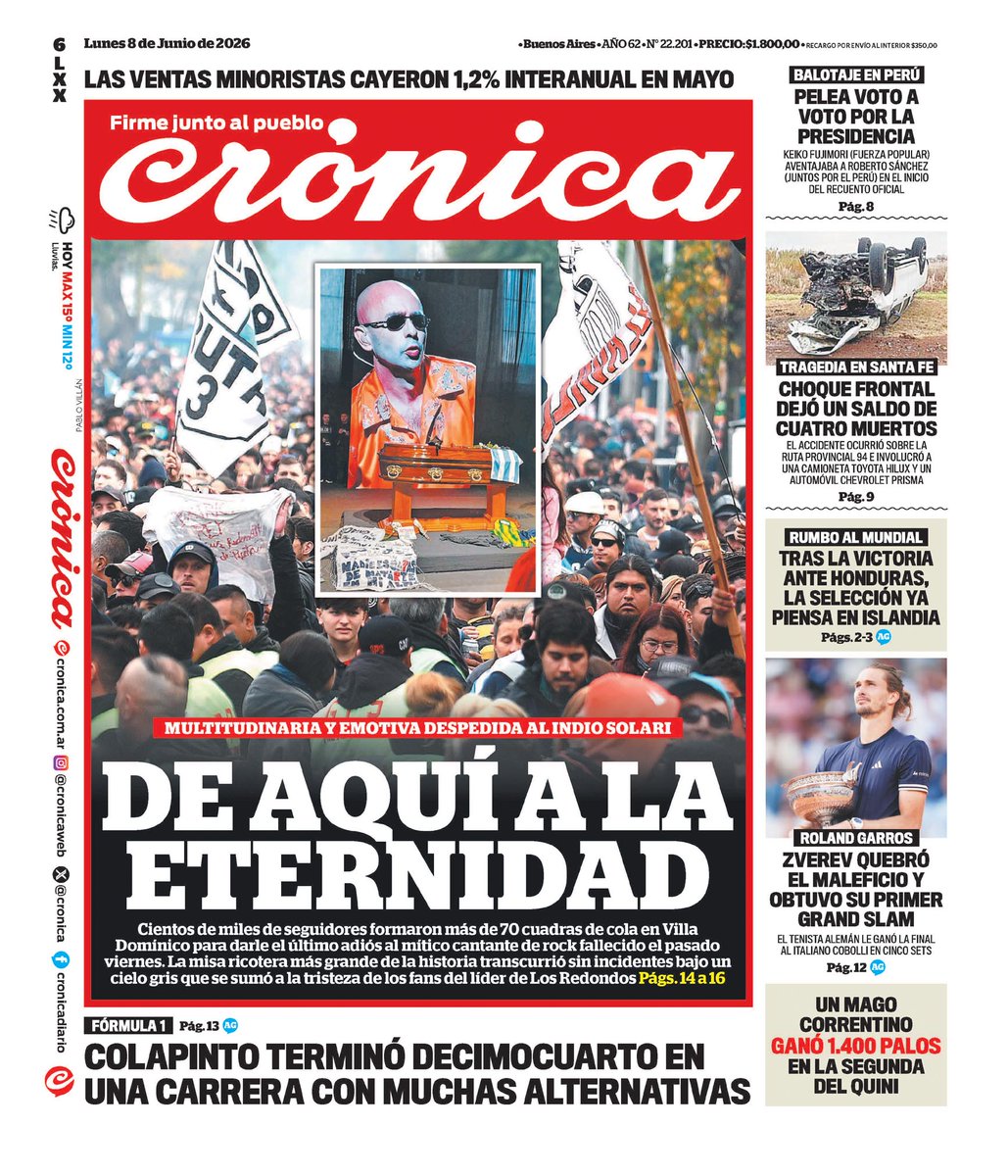 CVAMedios's tweet photo. Tapas! @Cronica_ok @populardiario @DiarioOle https://t.co/d2JPKGnhW2