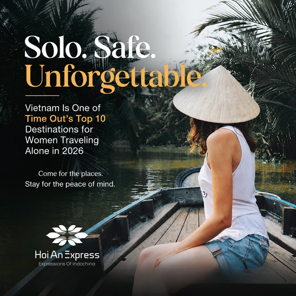 HoiAnExpress's tweet photo. Vietnam continues to stand out as one of the world's top destinations for solo female travelers. From Hanoi's historic charm to Hoi An's peaceful streets and Hue's culinary treasures, safety and authentic experiences go hand in hand. #VietnamTravel #SoloTravel #HoiAnExpress https://t.co/TQfTxJ7IwJ