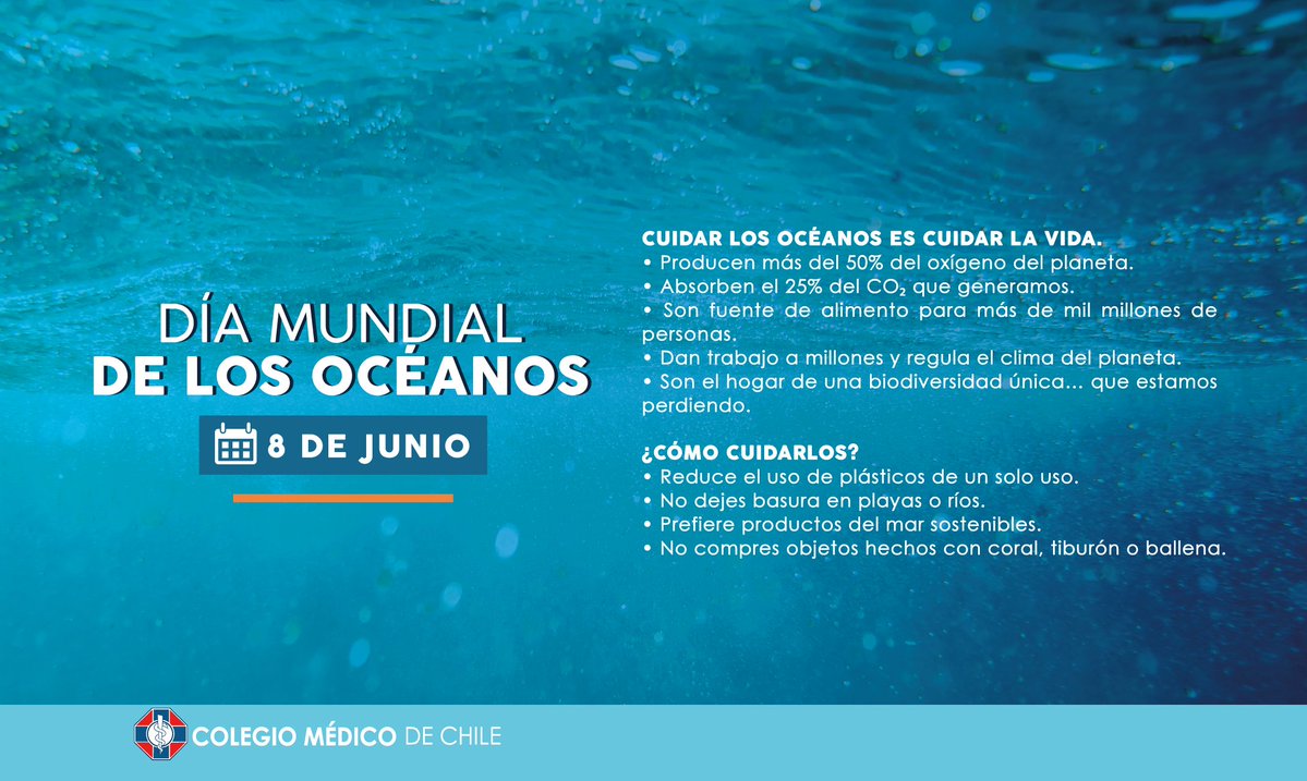 Colmedchillan's tweet photo. 🌊 En el Día Mundial de los Océanos recordamos que estos ecosistemas son fundamentales para la vida.
Hoy enfrentan desafíos importantes como la contaminación, la sobreexplotación y el cambio climático.
💙 Cuidar los océanos también es cuidar nuestra salud y nuestro futuro. https://t.co/haaav41R9g