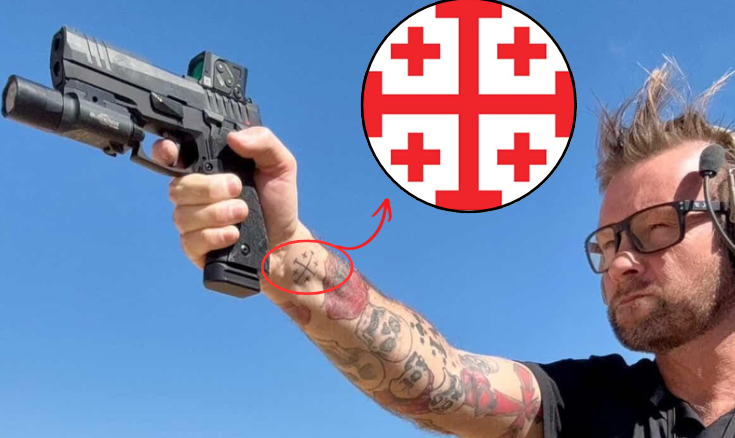 trad_west_'s tweet photo. The Catholic speciaL forces agent (British SAS operator) that saved 700 people from terrorists while carrying a Rosary and a Bible also has a crusader tattoo https://t.co/ADX4aYLDdJ