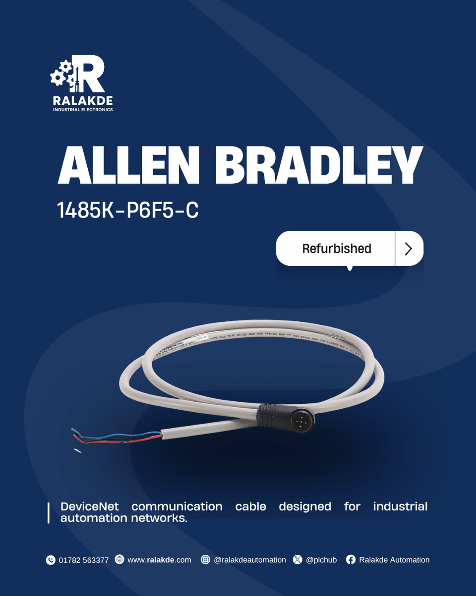 plchub's tweet photo. Maintain dependable DeviceNet network performance with the Allen-Bradley 1485K-P6F5-C communication cable. Contact Ralakde to check availability.
#automationparts #automation #automationsystems #factory #ralakdeautomation #allenbradley https://t.co/xwEhn9yn2d